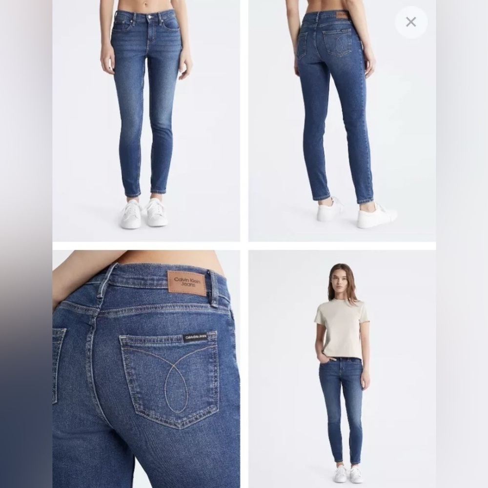 Calvin Klein Jeans Strait Leg Skinny Fit Denim Pants NWT Women Size 18 Blue